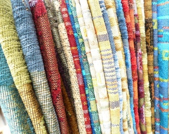 15 Fold Over Gift Baggies: Multi Color upholstery fabric Pouches, 6" x 3"