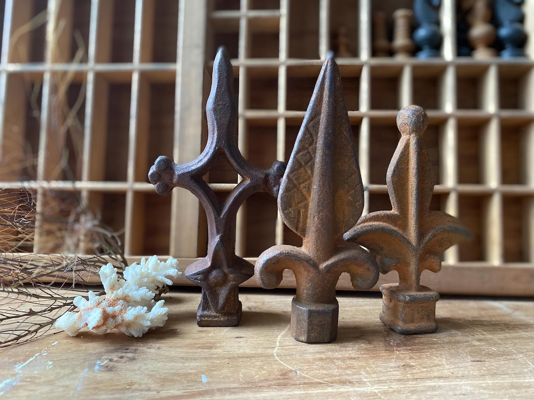 METAL DECORUM | 3 Piece Cast Iron Garden Gate Finial Set,antique Bronze ...