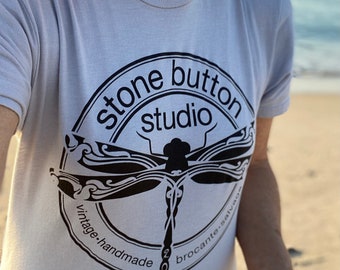 Stone Button Studio shirt- support your local small shop - grey cotton short sleeve