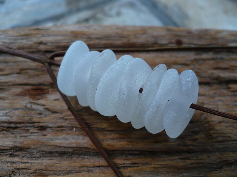white jewelry supplies MERMAID MINTS ...12 genuine sea glass beads