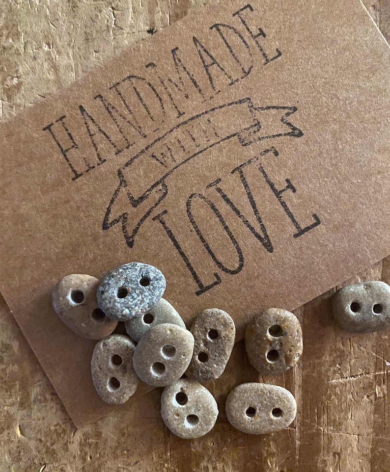 5 x 3/4 inch STONE BUTTON set hand drilled beach stones 2 mm holes,sewing notion organic clothes button,wedding party knitting bookbinding image 6