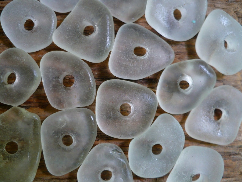 white jewelry supplies MERMAID MINTS ...12 genuine sea glass beads