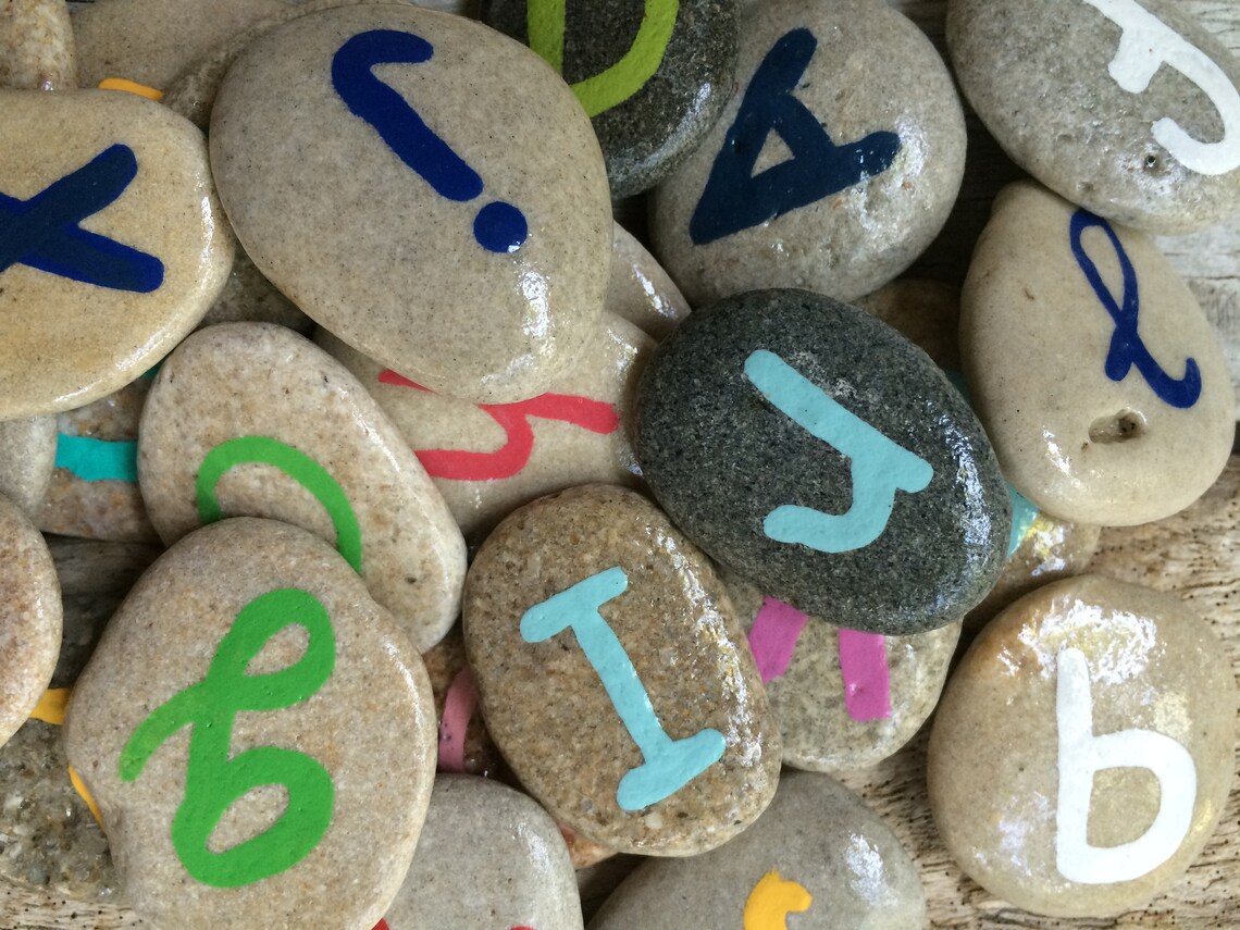 ABC ROCKS 26 letter stones learning to read child tool home | Etsy