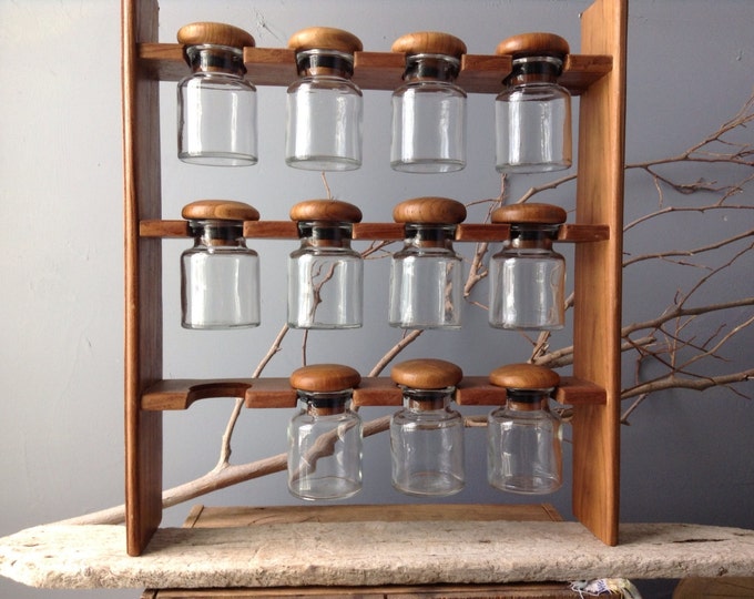 VINTAGE GLASS...11 Spice Rack Glass Bottles Kitchen Supplies Etsy