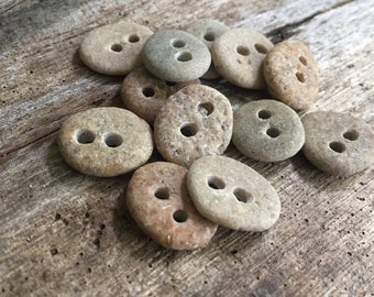 5 tiny STONE BUTTONS...1/2 inch little hand drilled beach stones 2 mm holes-sewing notion organic supplies button-wedding party knitting