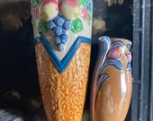 Last one VINTAGE VASE ceramic wall vase container,Art Deco floral designer, small planter, hand painted Japan pottery