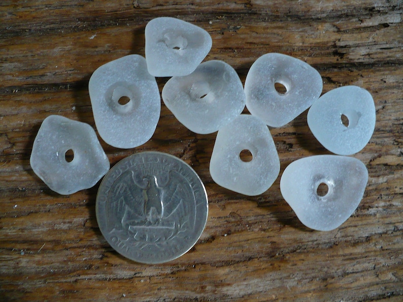 white jewelry supplies MERMAID MINTS ...12 genuine sea glass beads