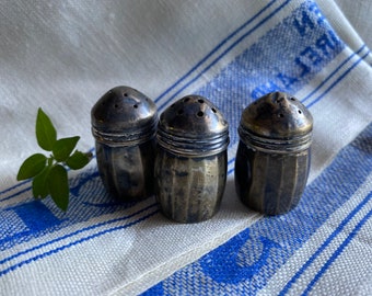 3 STERLING silver shakers | antique small individual table setting,formal wedding,unique mom gift chef kitchen pantry