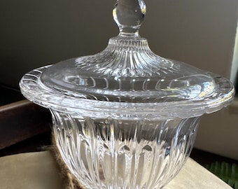 Plato de cristal vintage con tapa; contenedor de 4,5" para exhibición de especias de cocina, organizador de estantes para almacenamiento de hierbas de oficina