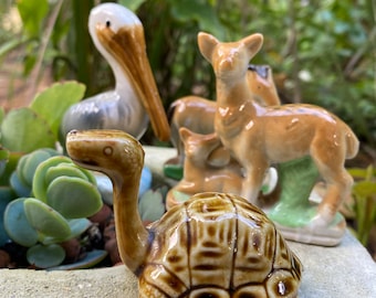 4 Vintage Miniature Porcelain Figurines | Animal Collectibles, Terrarium Decor