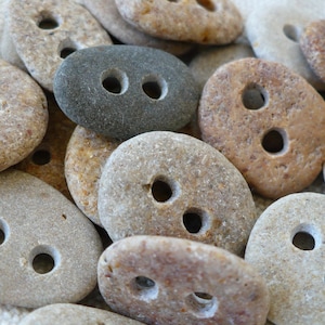 5 tiny STONE BUTTONS...1/2 inch little hand drilled beach stones 2 mm holes-sewing notion organic supplies button-wedding party knitting image 9