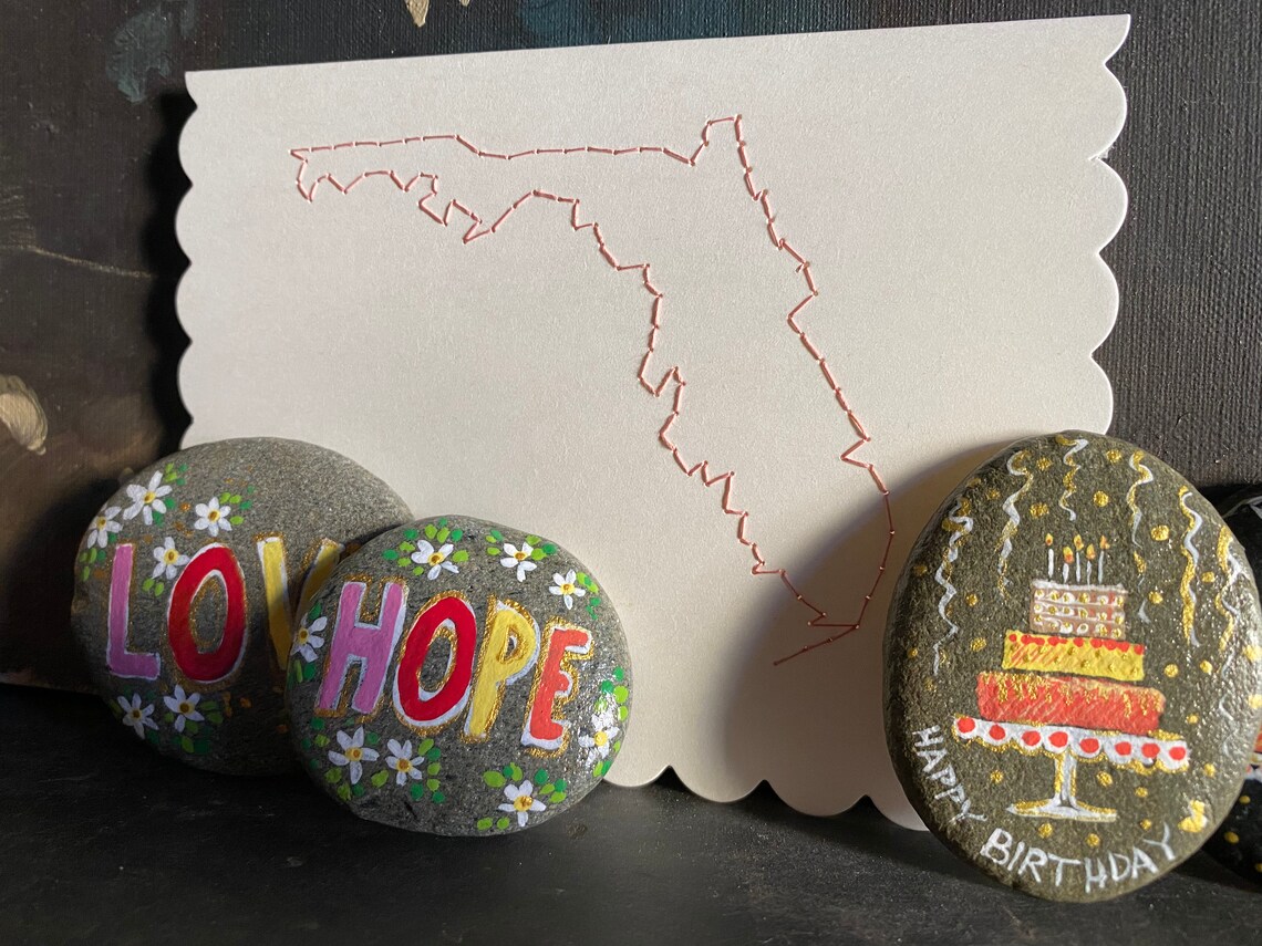 Happy Birthday STONE Artpainting on Rockbeach Pebblehome Etsy