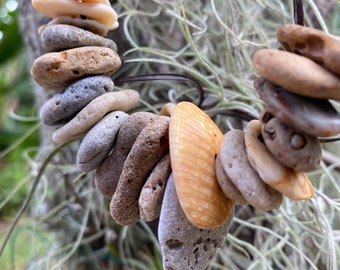 20 NATURAL HOLE little beads | beach stones and shells, organic wishing hag stone, gift wrap details geography student,minimalist jewelry