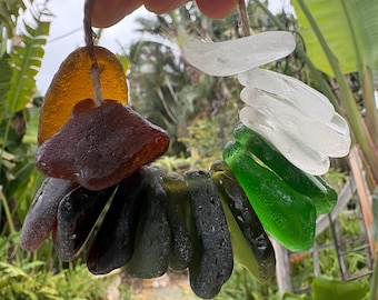 15 chunky Sea Glass Beads: drilled beach found in Curacao mermaid tears Jewelry Supply 3mm hole