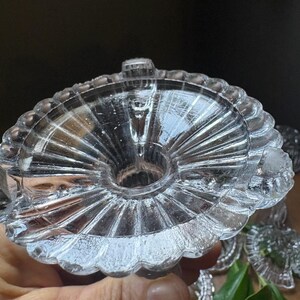 VINTAGE condiment serving: cruet depression glass and lids,fancy food kitchen jam server bakery,farm house elegant dinner image 6