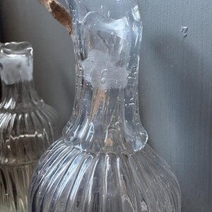 VINTAGE condiment serving: cruet depression glass and lids,fancy food kitchen jam server bakery,farm house elegant dinner image 14