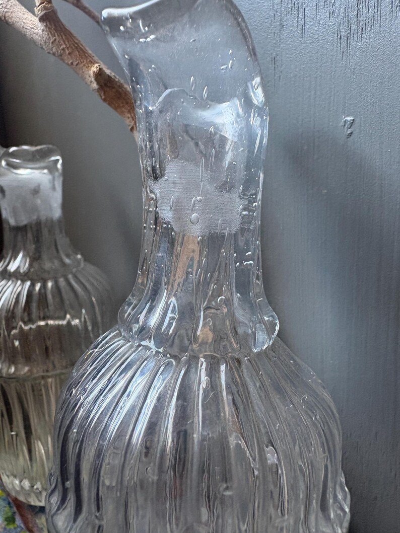 VINTAGE condiment serving: cruet depression glass and lids,fancy food kitchen jam server bakery,farm house elegant dinner image 14