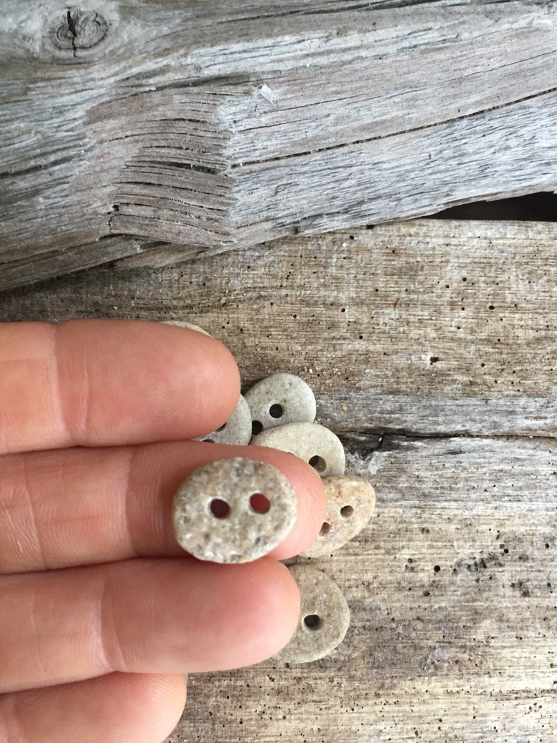 5 tiny STONE BUTTONS...1/2 inch little hand drilled beach stones 2 mm holes-sewing notion organic supplies button-wedding party knitting image 10