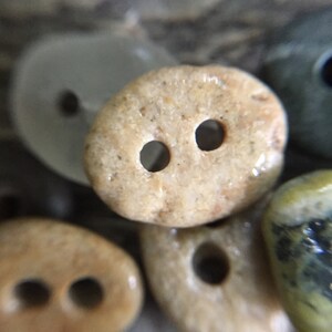 5 tiny STONE BUTTONS...1/2 inch little hand drilled beach stones 2 mm holes-sewing notion organic supplies button-wedding party knitting image 7