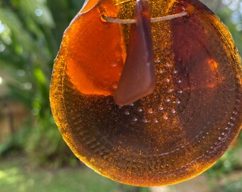 SEA GLASS 6 drilled beach find pendants brown bottle upcycled necklace jewelry supply,reuse found natural ocean tumbled,mom crafter gift