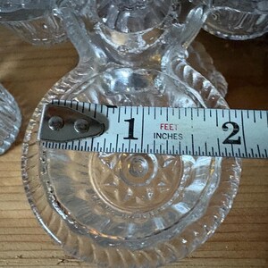 VINTAGE condiment serving: cruet depression glass and lids,fancy food kitchen jam server bakery,farm house elegant dinner image 15