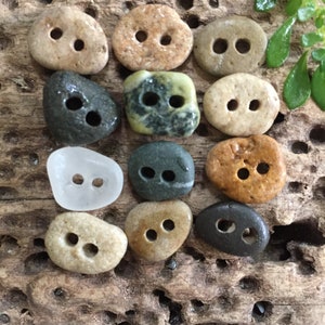 5 tiny STONE BUTTONS...1/2 inch little hand drilled beach stones 2 mm holes-sewing notion organic supplies button-wedding party knitting image 6