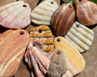 10 fragmentos de concha de SIRENA; hallazgo de playa perforada en Florida, carillón de viento de joyería, cuentas orgánicas, decoración rústica de cabaña, regalo del océano, guiño a la naturaleza