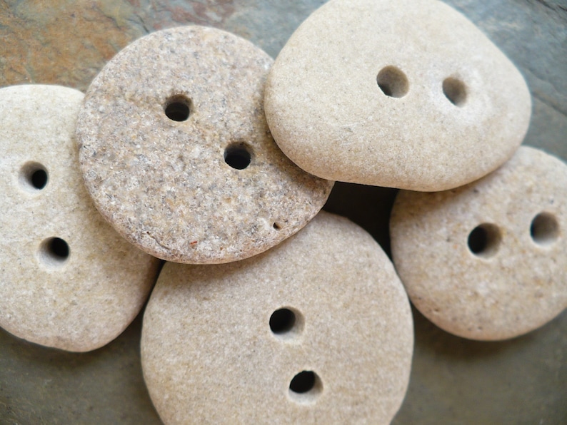 STONE BUTTONS...5 Sweet Hand Drilled Beach Stonesearthly Etsy