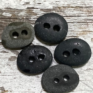 5 tiny STONE BUTTONS...1/2 inch little hand drilled beach stones 2 mm holes-sewing notion organic supplies button-wedding party knitting image 3