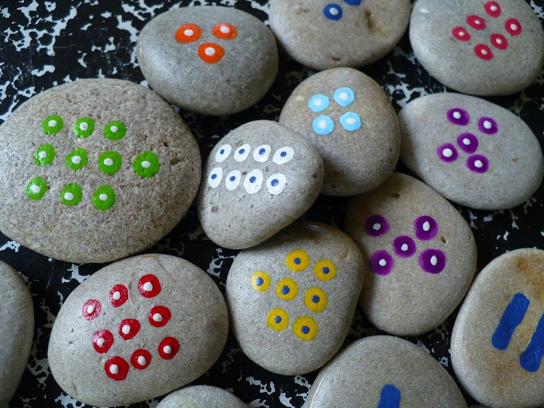 Someone Counting Rocks COUNTING ROCKS: Children Teaching Math Game Natural Kid Birthday Gift ...