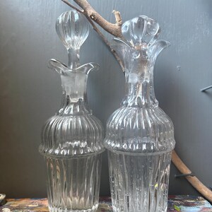 VINTAGE condiment serving: cruet depression glass and lids,fancy food kitchen jam server bakery,farm house elegant dinner image 9