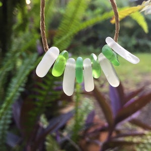 BEACH glass beads | 9 small drilled sea glass green white,wedding earring jewelry,mermaid decor,2mm hole,DIY necklace,upcycled ocean finds