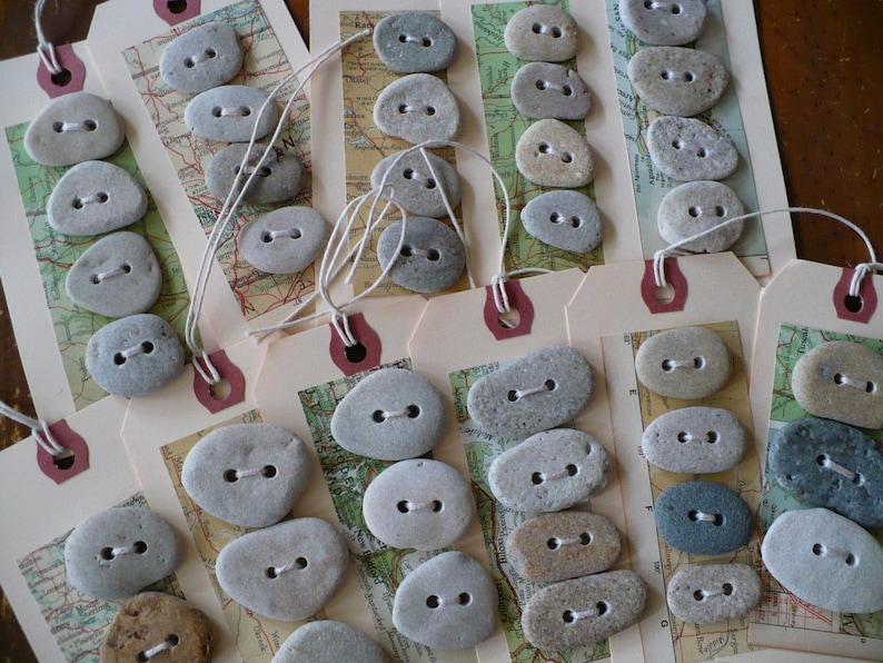 20 STONE BUTTONS | 20 Natural Beach Found Stones Made Into Buttons on ...