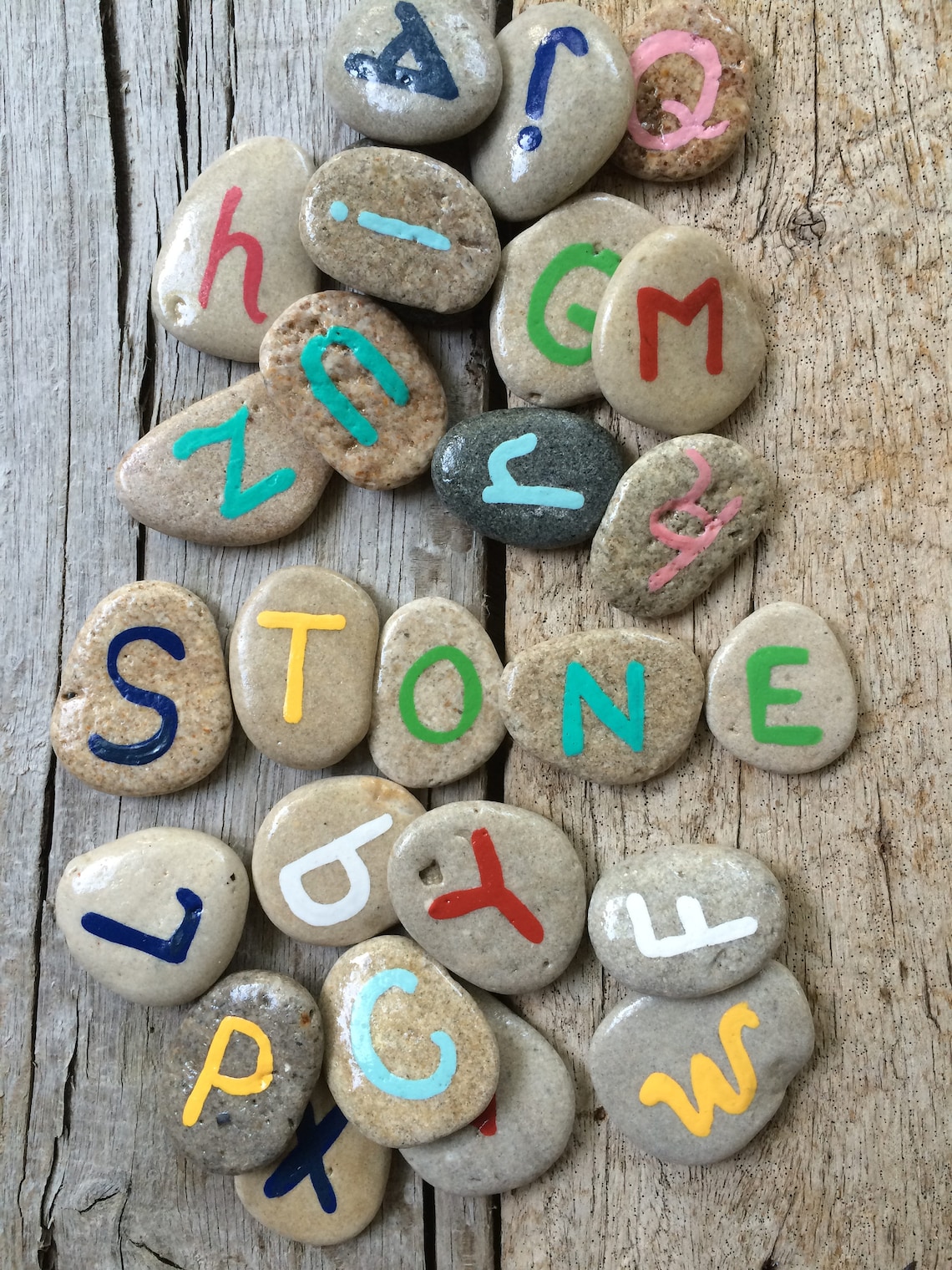 ABC ROCKS 26 letter stones learning to read child tool home | Etsy