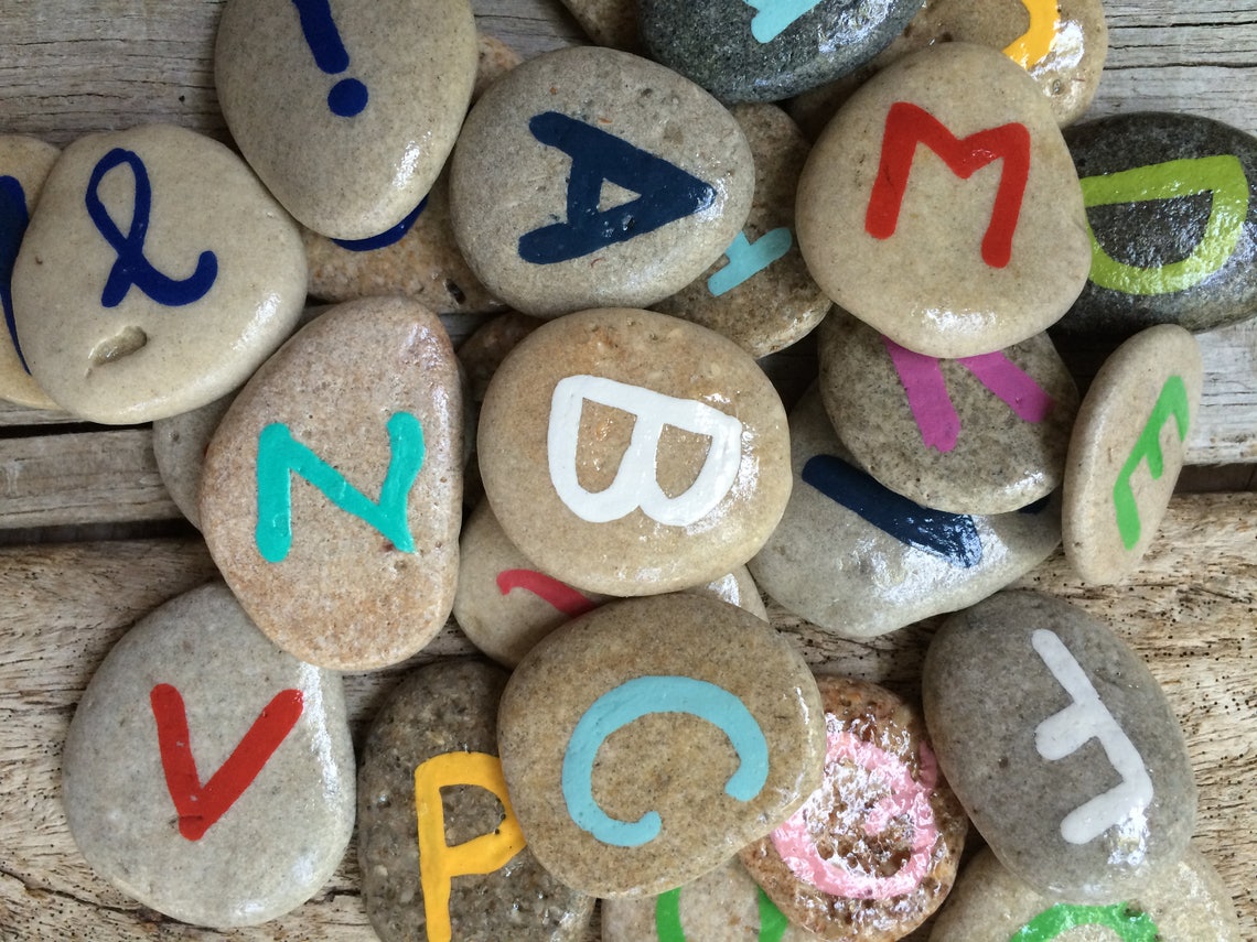 ABC ROCKS 26 letter stones learning to read child tool home | Etsy