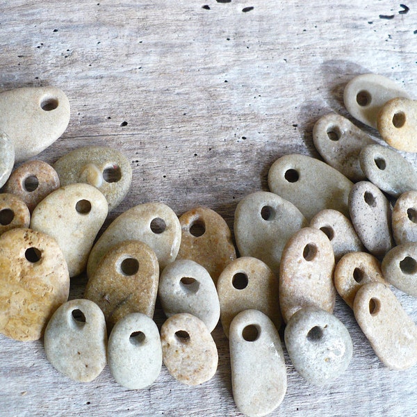 STONE beads | 20 small drilled pebbles natural beach stone bead, unique organic jewelry supplies Earth stone geology