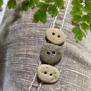 5 x 3/4 inch STONE BUTTON set hand drilled beach stones 2 mm holes,sewing notion organic clothes button,wedding party knitting bookbinding image 5