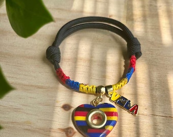 Venezuela Armband - Maiquetia Art Herz Charm, Tricolor Woven Armband, VZLA Schmuck, Unterstützung Venezuela Charity Geschenk