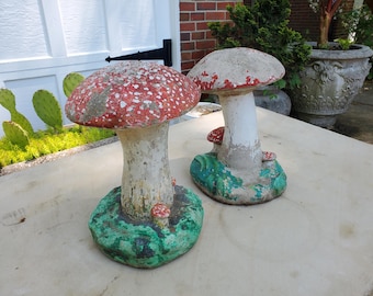 Vintage French Concrete/ Cast Stone Garden Mushroom toad stool, 1950s