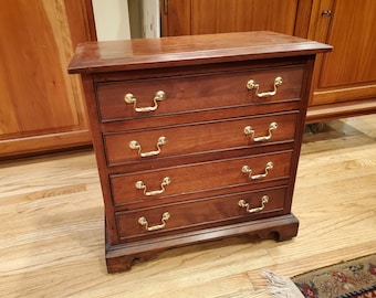 Antique diminutive Handmade solid wood bachelors chest of four drawers