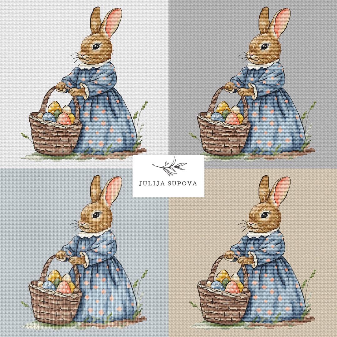 Easter Bunny Cute Cross Stitch Embroidery Design Pdf Needlepoint ...
