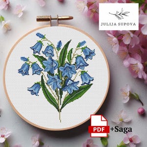 Bellen Kruissteekpatroon bloemen modern borduurwerk bloemenkaartontwerp eenvoudig kruissteek botanisch ornament borduren natuur sampler