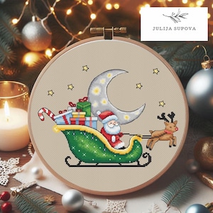Santa Cross stitch pdf pattern christmas ornament modern unique hand embroidery new year design  baby nursery decor easy cross pattern