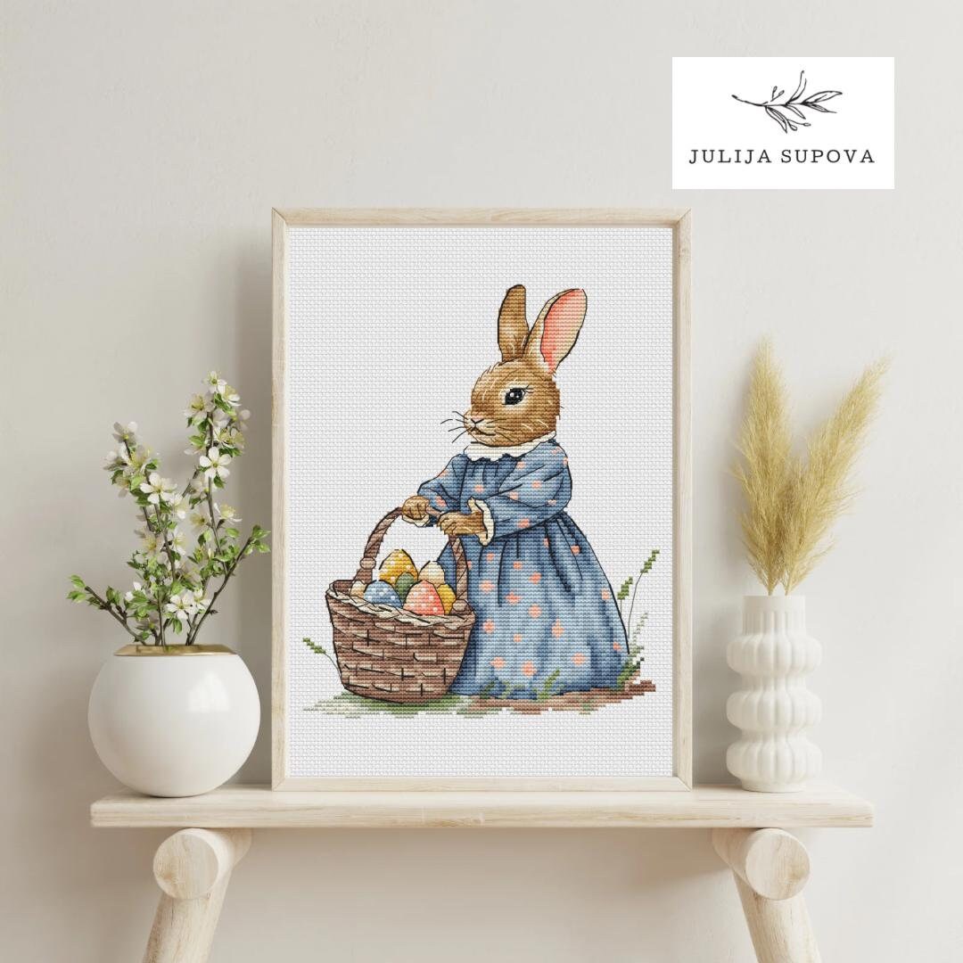 Easter Bunny Cute Cross Stitch Embroidery Design Pdf Needlepoint ...