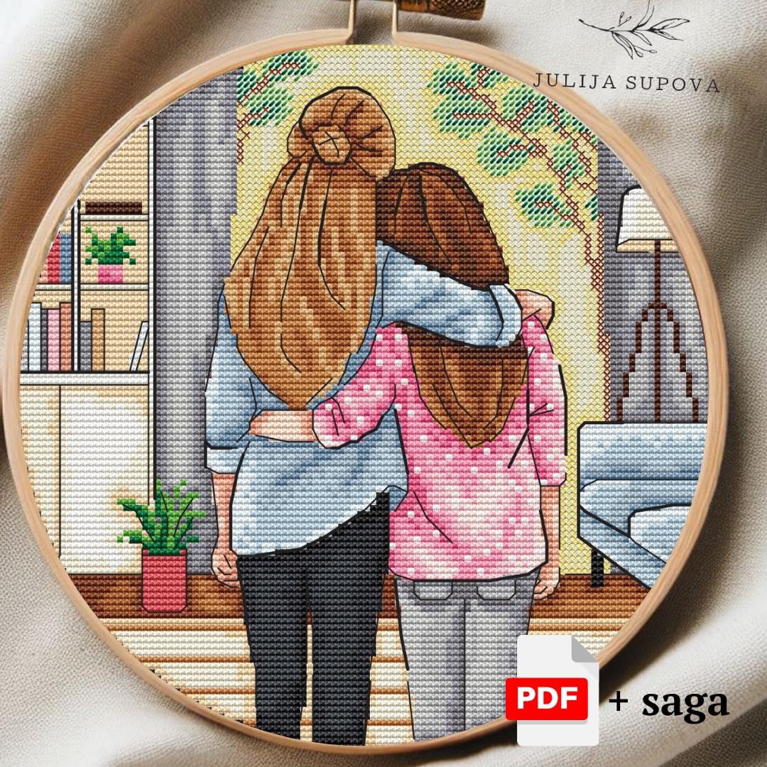 Sisters Pdf Cross Stitch Pattern Ornament Handmade Gift for Sister