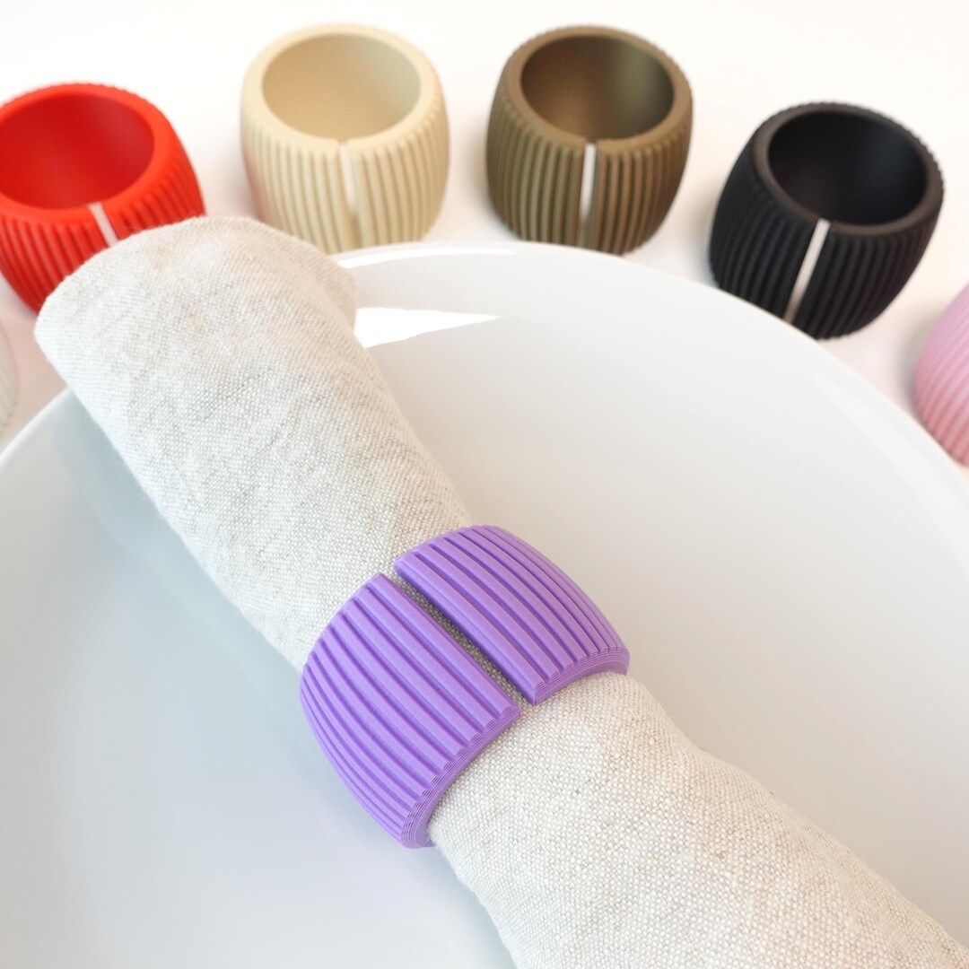 Colorful Ribbed Napkin Ring - Table Decor - Plastic Holder - 18 Color ...