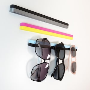 Two-Tone Sunglasses Holder - 18 Colors - Self Adhesive Glasses Organizer - No-Drill Plastic Rack