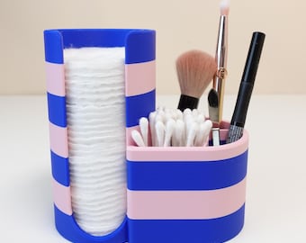 Bathroom Organizer - 18 Color Options - Cotton Pad Dispenser, Q Tip Holder, Colorful Makeup Organizer