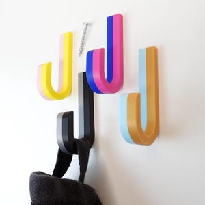 Two Tone Wall Hooks Screw In - Plastic Hooks - 18 Colors for Kitchen Bathroom Office
