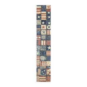 Patriotic Patchwork Stars Stripes Table Runner | Americana Flag Patchwork